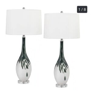 Elegant Blue and White Table Lamp Set